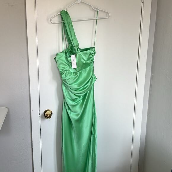The Sei Asymmetrical Bandeau Asymmetrical One Shoulder Silk Gown NWT Mint Green - Picture 4 of 7